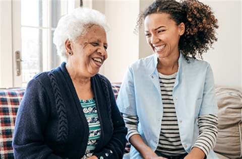 two women smiling
