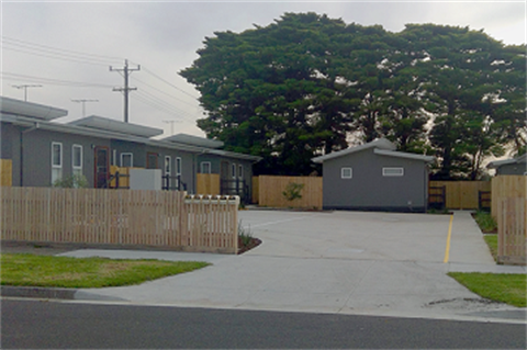 Six neat and tidy modular homes in an Oakleigh South neighbourhood.