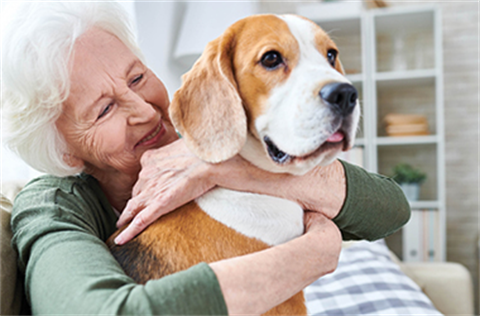 older lady with dog